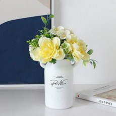 JH Company假花裝飾復古花瓶 C, 白色的