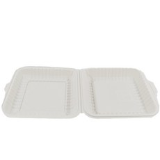 E.M 一體式翻蓋拋棄式餐盒 白色 大, 200入, 1個