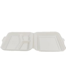 EM 一體式三格翻蓋拋棄式容器 白色 大, 200入, 1個