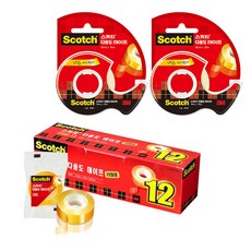 쓰리엠 스카치 다용도 테이프 550 리필 18mm x 30m 12p +디스펜서 583 18mm x 30m 2p, 혼합색상, 1세트