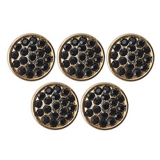 Fashion Point 迷你水鑽紅寶石鈕扣 13mm, 黑色, 5個