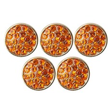 Fashion Point 迷你水鑽紅寶石鈕扣 13mm, 橘色, 5個