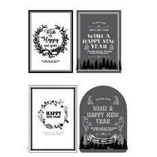 Iciel design 新年賀卡 black 4款套組 + 信封隨機出貨 4入, 混色, 4套