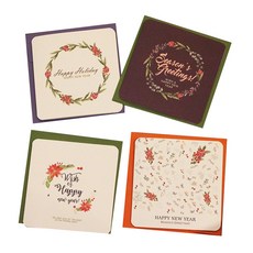 Iciel design 畫新年賀卡一套4張植物園+信封隨機送4p, 混色, 4套