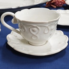 Juliska Jardindmond 茶杯 JMX04/10 + 茶托 JMX05/10, 白色的, 1套