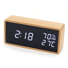 ITSON 無噪音LED木質溫濕度鏡面鐘, 混色