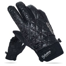 男款冬季滑雪保暖鋪棉手套, 黑色的