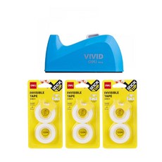 deLi 兔子膠帶機 12 毫米 + 奶油膠帶 6 件套, 藍色, 1套