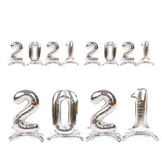 WOW PARTY KOREA 2021 鋁箔氣球組 81cm, 銀色, 3套