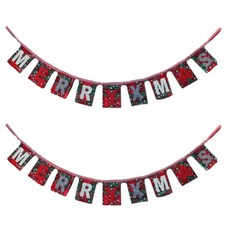 WOW PARTY KOREA 布質 Merry Christmas 字母掛旗 2入, 混合色