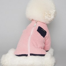 바이담수미 강아지 겨울 긴팔 포켓 후리스 아우터, 핑크, 1개