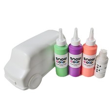 SNOWKIDS 繪圖車巴士+顏料 綠色 140ml+紫色 140ml+橙色 140ml+感光顏料 70ml, 4 種顏色