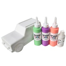 SNOWKIDS 孩童彩繪車車組 幻彩手指膏 綠色 140ml+紫色 140ml+橙色 140ml+珍珠色 70ml, 4 種顏色