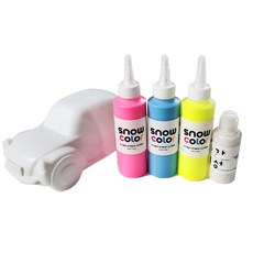 SNOWKIDS 繪圖車巴士套組 雪地漆粉色 140ml+藍色 140ml+黃色 140ml+珍珠彩繪 70ml, 4 種顏色