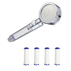 3段式一鍵開關過濾蓮蓬頭 + 4入濾心, 混色, 1套