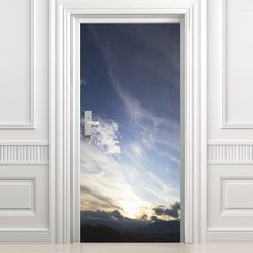 樹林 韓國景點 冬季江原道山脊日落 玄關門貼紙, 高級白木紋