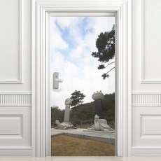 樹叢 韓國景點 冬季駱山寺 01 玄關門壁貼, 高級白色木紋