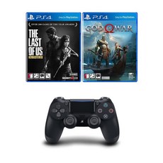 PS4 듀얼쇼크4 무선컨트롤러 제트블랙 + 라스트오브어스 + 갓오브워, 1세트