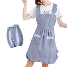 Ahope 荷葉邊圍裙 + 袖套組, 海軍藍, 1套