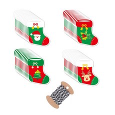 聖誕掛旗 4款 12入+黑色串繩組合, 混色