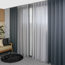 NASANDECO 緹花蕾絲波浪遮光窗簾 BL-864 2入, 深灰色