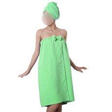 乾髮帽+可穿式浴巾, 綠色, 1組