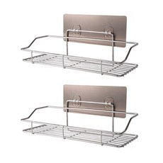 마켓감성 스테인레스 부착 욕실선반 일자형 M, 혼합색상, 2개