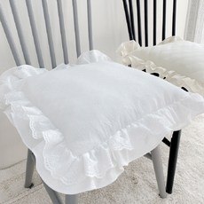 可水洗荷葉邊坐墊, 白色的