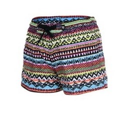 HERRINGBONE 女款鬆緊綁帶印花沙灘短褲 A113