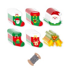 聖誕節裝飾彩旗 6款 x 8p + 繩子套組, 繩子(黑色)