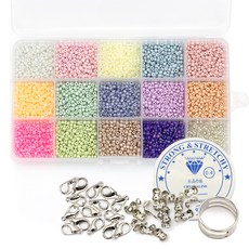 ARTNISM DIY 串珠口罩掛繩 手鍊 戒指製作 15色套組 3mm, B款 粉彩, 1套