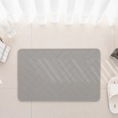 Modern Holic 矽藻土浴室地墊, 人字紋深灰色 3D