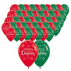 Sempertex 聖誕花圈氣球 30cm, 紅色, 綠色, 50個