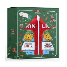 LION COFFEE Lioncoffee 聖誕季節冰霜香草味 283g + 瑞士杏仁味咖啡 283g, 研磨咖啡