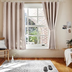 PRIELLE Melan編織網眼遮光窗簾+窗簾綁帶, 灰粉色