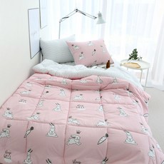 M C Bedding 莫代爾兔子蘿蔔印花薄被, 粉色