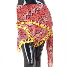 豹紋三角圍巾肚皮舞套組 BDSP-3801, 紅色的