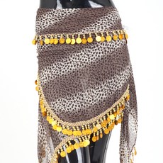 豹紋三角圍巾肚皮舞套組 BDSP-3801, 棕色