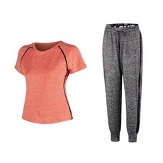 Naya Style女款瑜珈服短袖上衣+運動褲套裝 2315