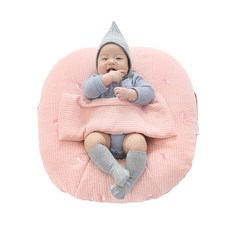 EmonG 刺繡絎縫防溢吐奶枕 S號+小米填充安撫定型枕組, 粉色