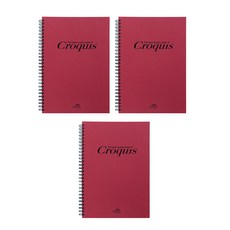 하드커버 크로키북 트윈링 적색 105g, B6, 3개