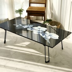 스토리퍼니쳐 하이그로시 호접난 액자테이블 가로 1200mm x 폭 600mm x 높이 320mm, 블랙