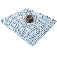 Derhappy 北歐三角 淡天藍色 雙面防水野餐墊, 混合色