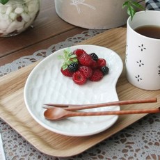 豆子形狀陶瓷盤, 白色的, 4個