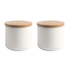 coving 木蓋陶瓷密封罐, 白色(8*8cm), 2個
