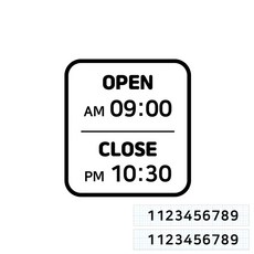 스위트스페이스 오픈클로즈 AM PM 시간표시 매장스티커 옵션02 + 여분 숫자 스티커 2p 세트, 검정색