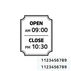 스위트스페이스 오픈클로즈 AM PM 시간표시 스티커 옵션15 + 여분 숫자 스티커 2p 세트, 검정색