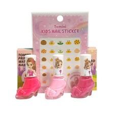 Tomini 孩童公主水性指甲油+美甲貼紙 隨機出貨, CS款(粉色+櫻桃粉+淺粉色), 1組