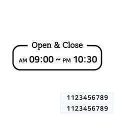 스위트스페이스 오픈클로즈 AM PM 시간표시 옵션08 + 여분 숫자 스티커 2p 세트, 검정색