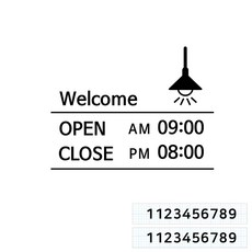 스위트스페이스 오픈클로즈 AM PM 시간표시 스티커 옵션18 + 여분 숫자 스티커 2p 세트, 검정색